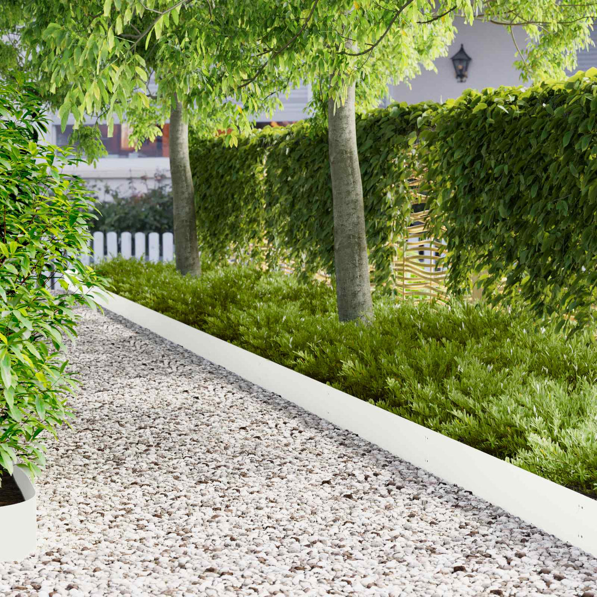 Lawn Edging 103 x Steel 20 pcs Height 20 cm White