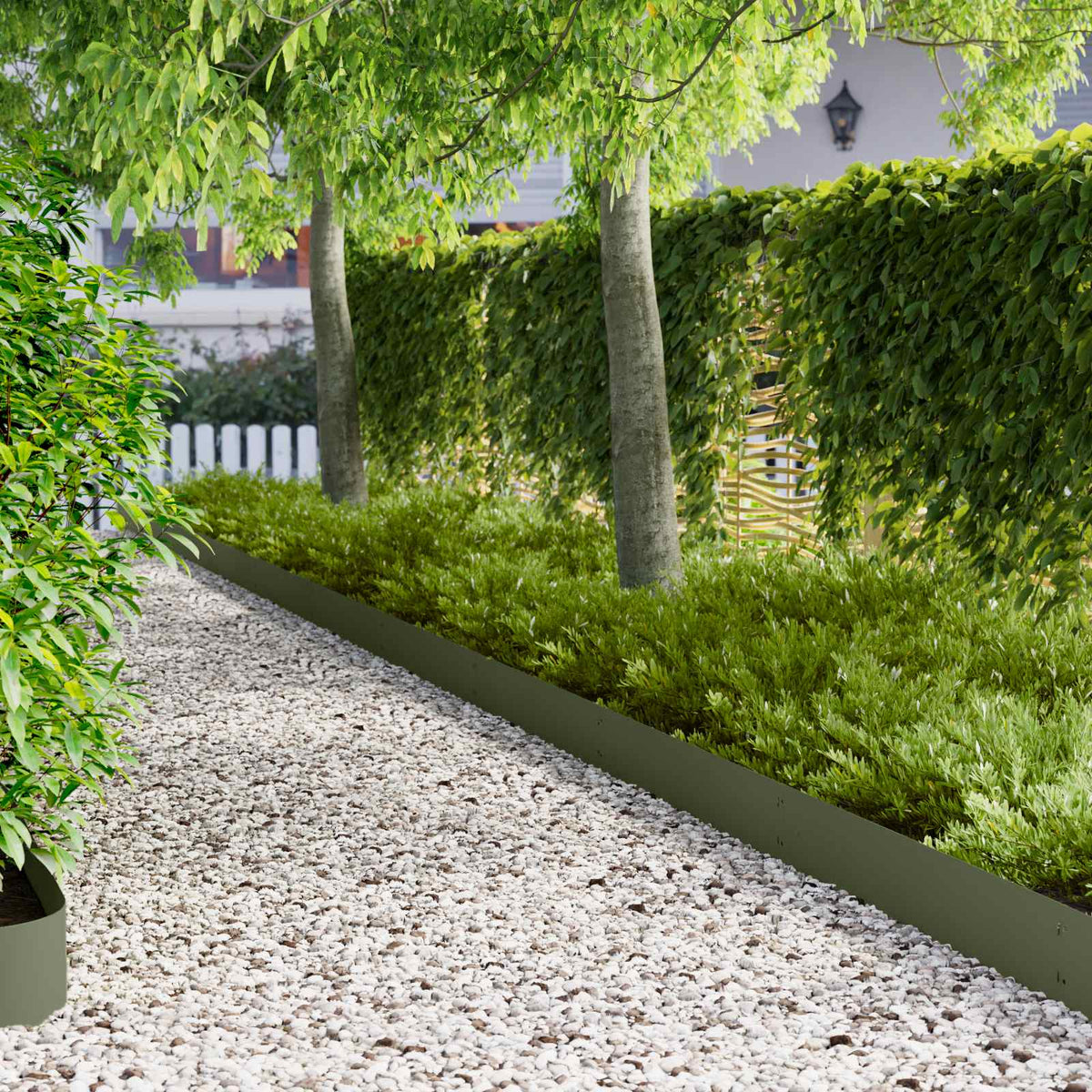 Lawn Edging 103 x Steel 20 pcs Height 20 cm Olive green