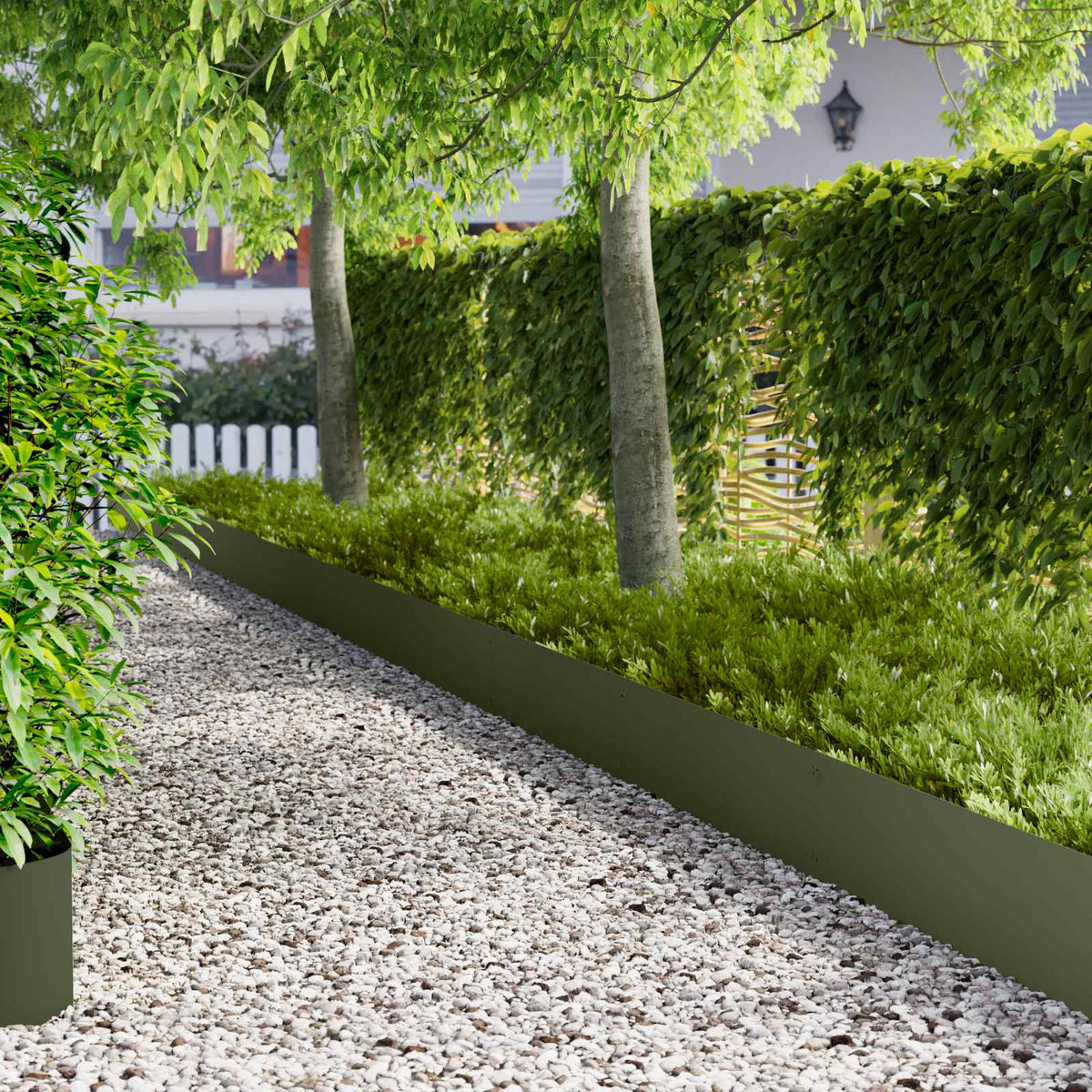 Lawn Edging Steel Height Olive green