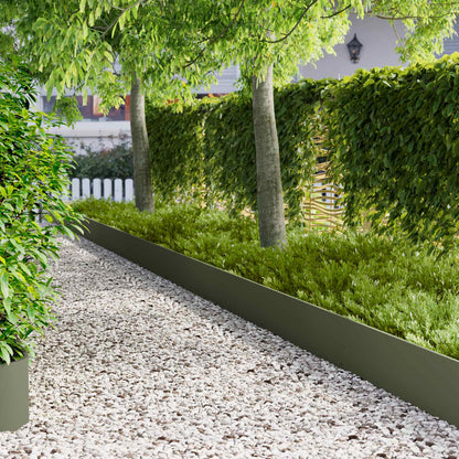 Lawn Edging 103 x Steel 10 pcs Height 30 cm Olive green