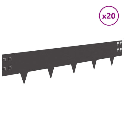 Lawn Edging 100 x Steel 20 pcs Height 20 cm Black