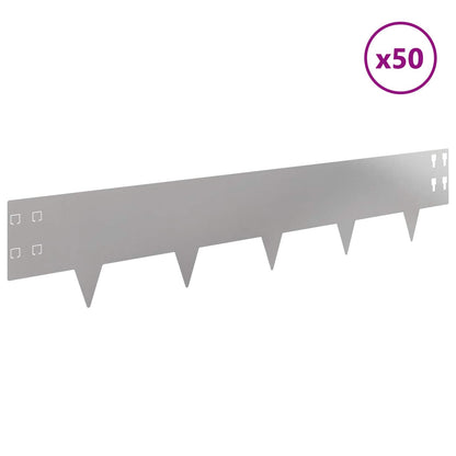 vidaXL Lawn Edging 50 pcs 100 x 20 cm Stainless Steel Silver 3