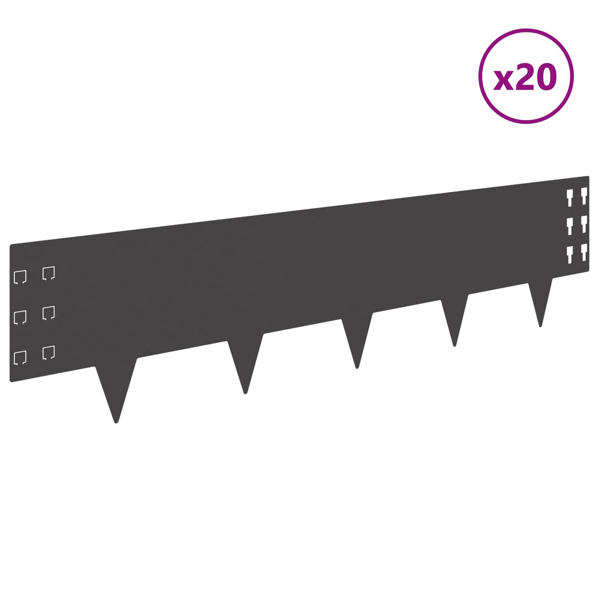 Lawn Edging 100 x Steel 20 pcs Height 25 cm Black