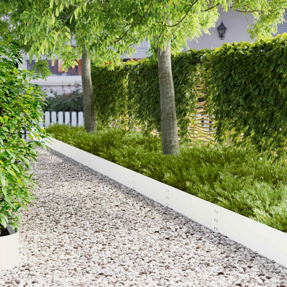 Lawn Edging 100 x Steel 20 pcs Height 25 cm White