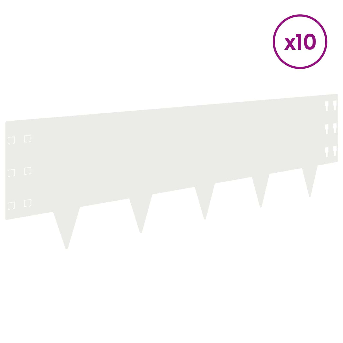 Lawn Edging 100 x Steel 10 pcs Height 30 cm White