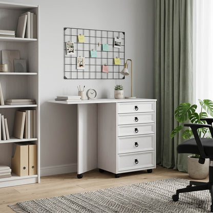 Rolling Cabinet with Drawers CORONA White 5 drawers