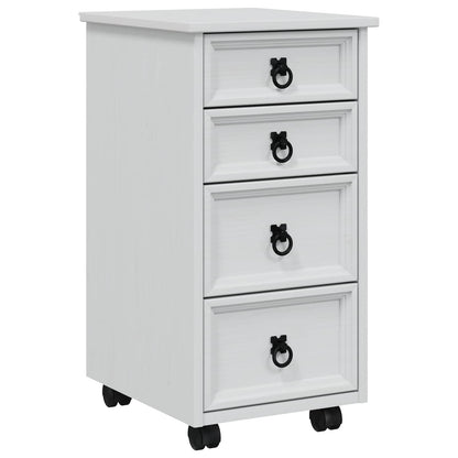 Rolling Cabinet with Drawers CORONA White 4 drawers
