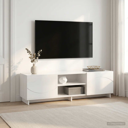 TV Stand Engineered Wood 140 x 34.5 x 40 cm High gloss white