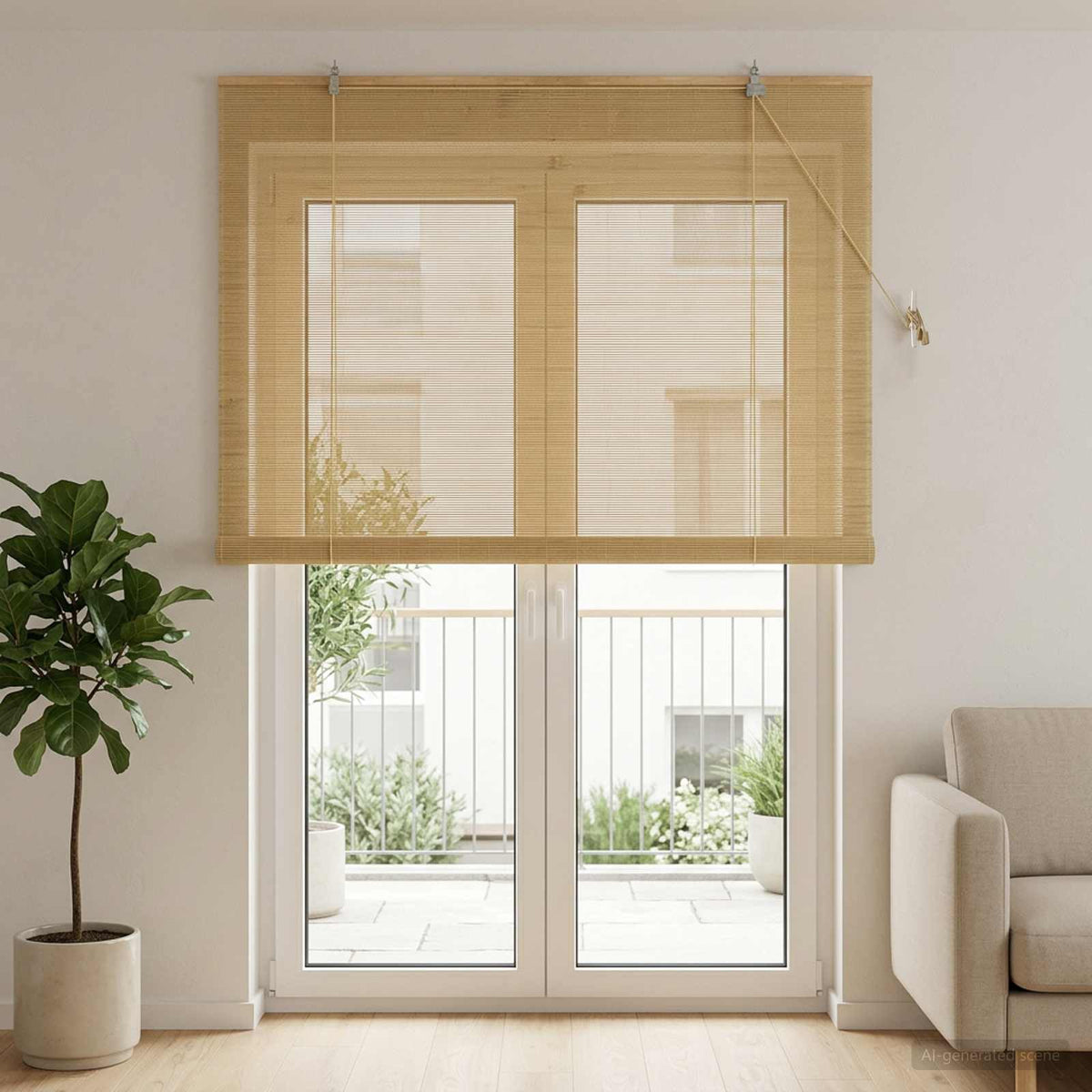 Roller Blind Natural Bamboo 150 cm 220 cm