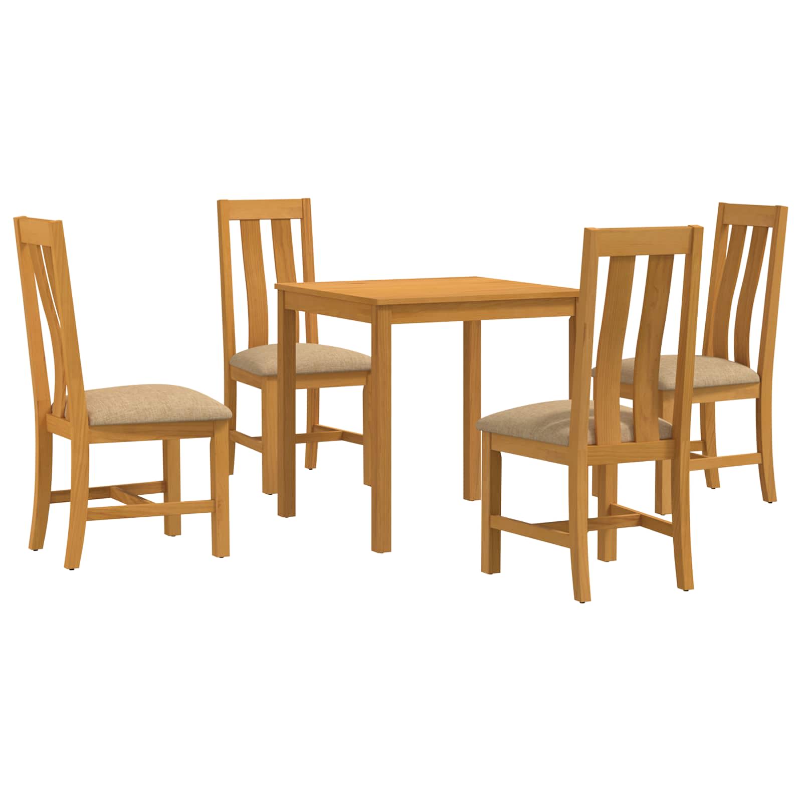 vidaXL Dining Set 5 pcs Beige Solid Oak Wood 2