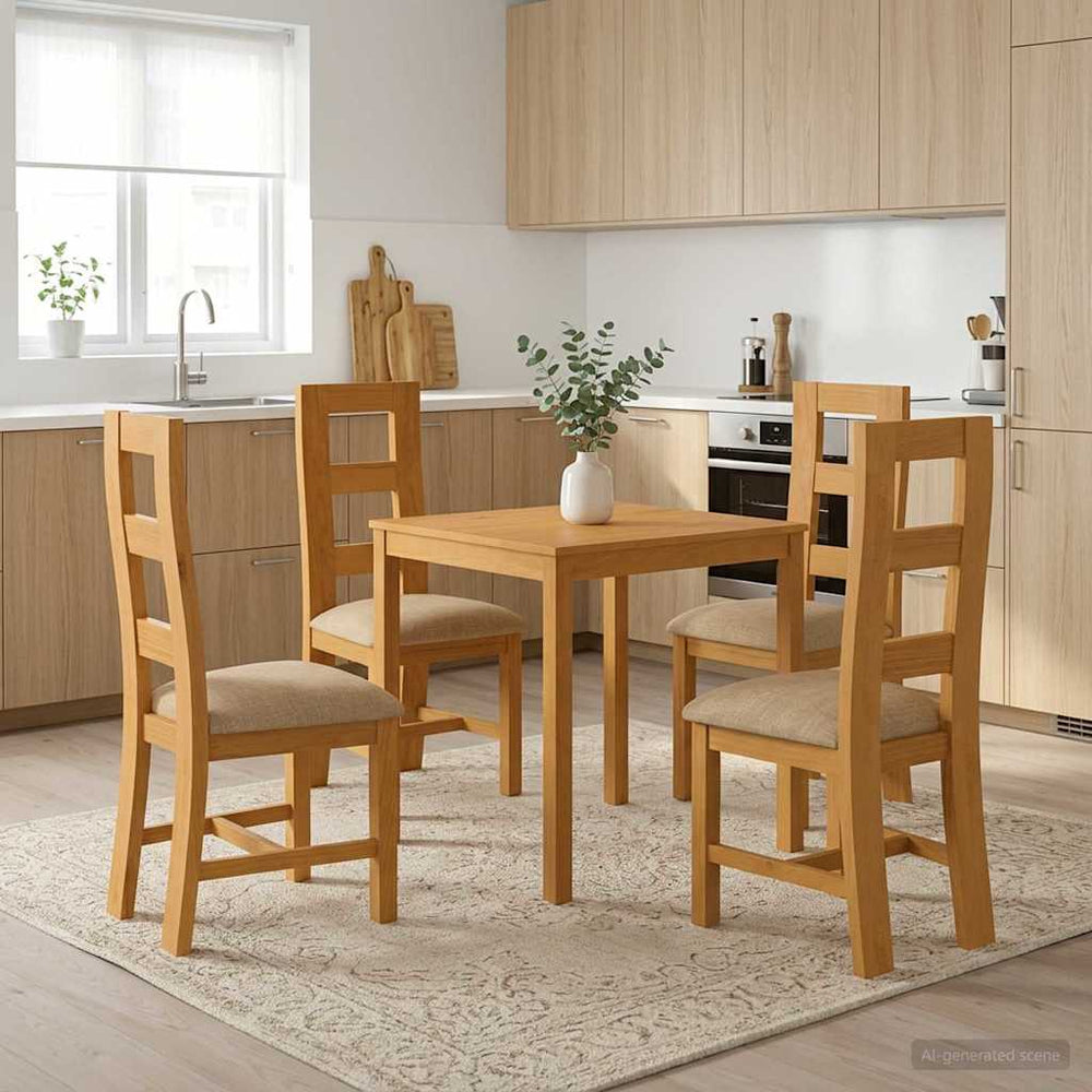 vidaXL Dining Set 5 pcs Beige Solid Oak Wood