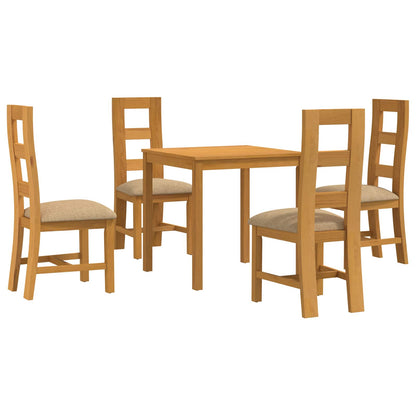 vidaXL Dining Set 5 pcs Beige Solid Oak Wood 2