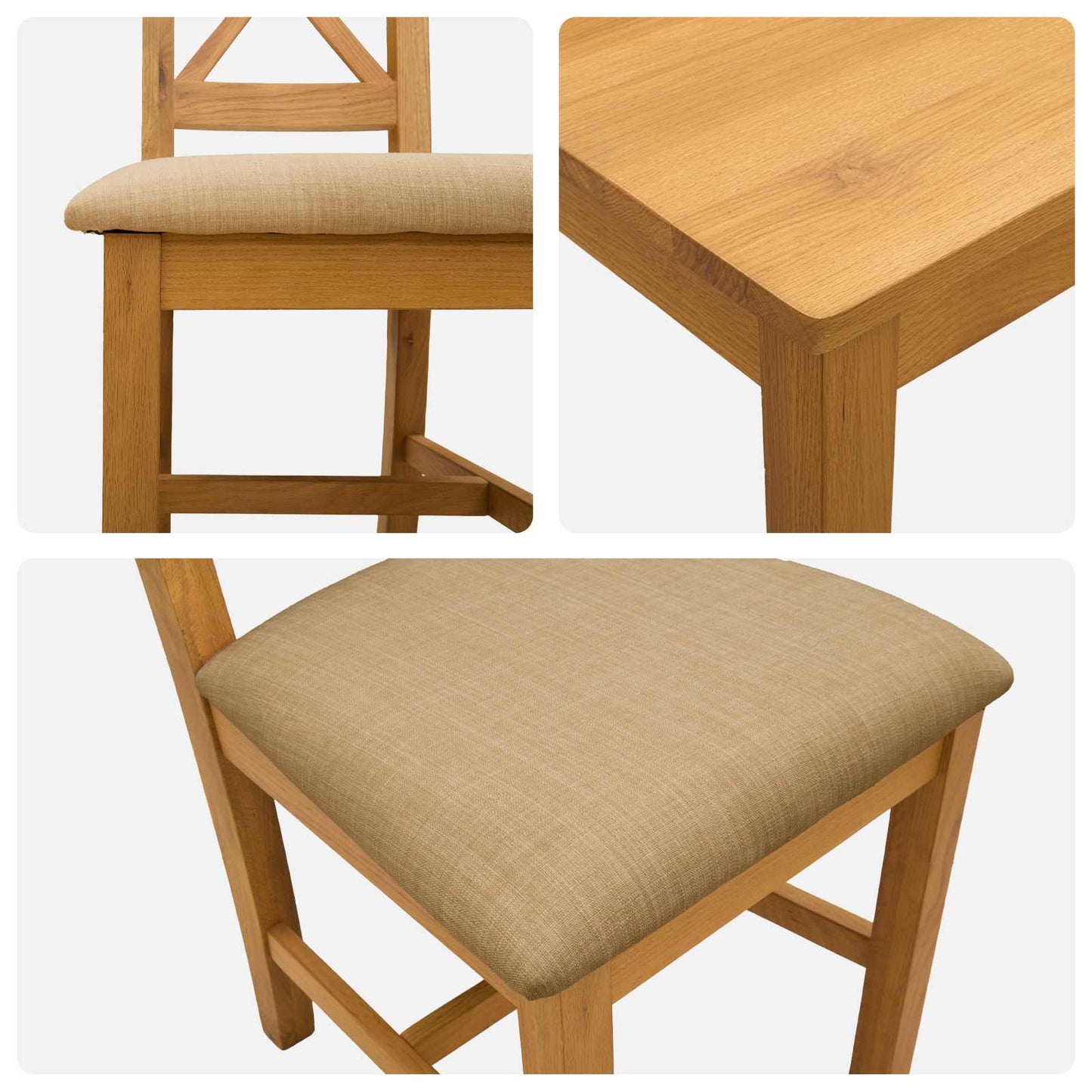 vidaXL Dining Set 5 pcs Beige Solid Oak Wood 6