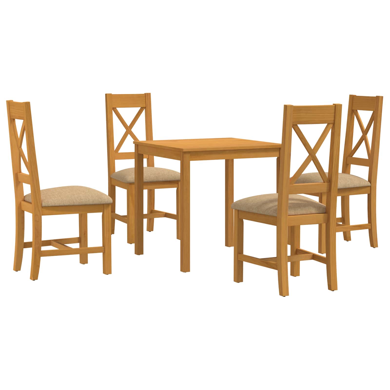 vidaXL Dining Set 5 pcs Beige Solid Oak Wood 2