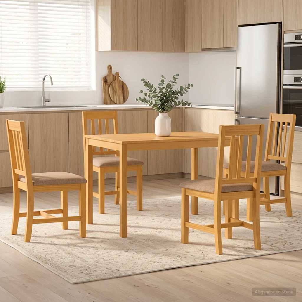 vidaXL Dining Set 5 pcs Grey Solid Oak Wood 1