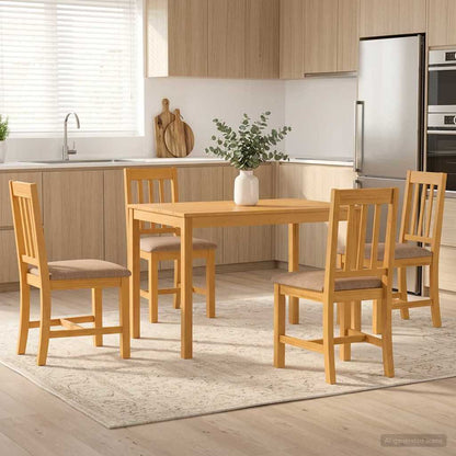vidaXL Dining Set 5 pcs Grey Solid Oak Wood 1