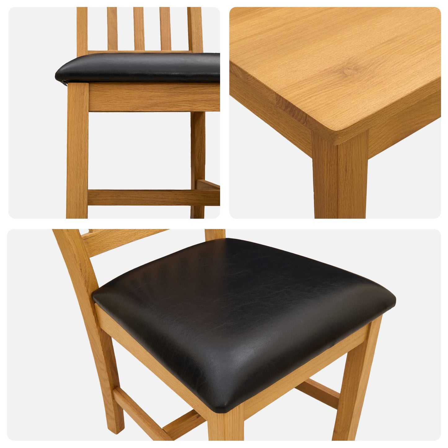 vidaXL Dining Set 5 pcs Black Solid Oak Wood 6
