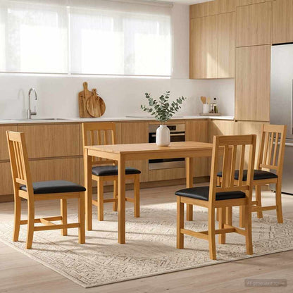 vidaXL Dining Set 5 pcs Black Solid Oak Wood 1