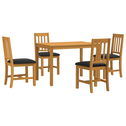 vidaXL Dining Set 5 pcs Black Solid Oak Wood 2