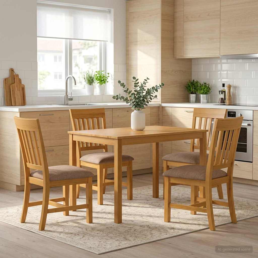 vidaXL Dining Set 5 pcs Grey Solid Oak Wood 1