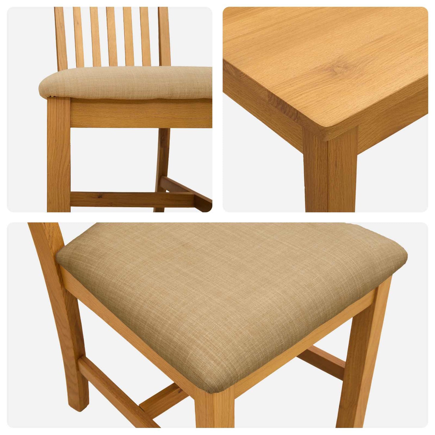 vidaXL Dining Set 5 pcs Beige Solid Oak Wood 6