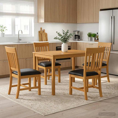 vidaXL Dining Set 5 pcs Black Solid Oak Wood 1