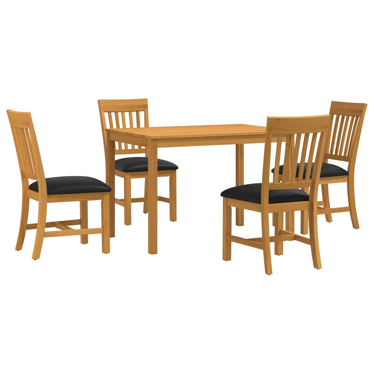 vidaXL Dining Set 5 pcs Black Solid Oak Wood 2