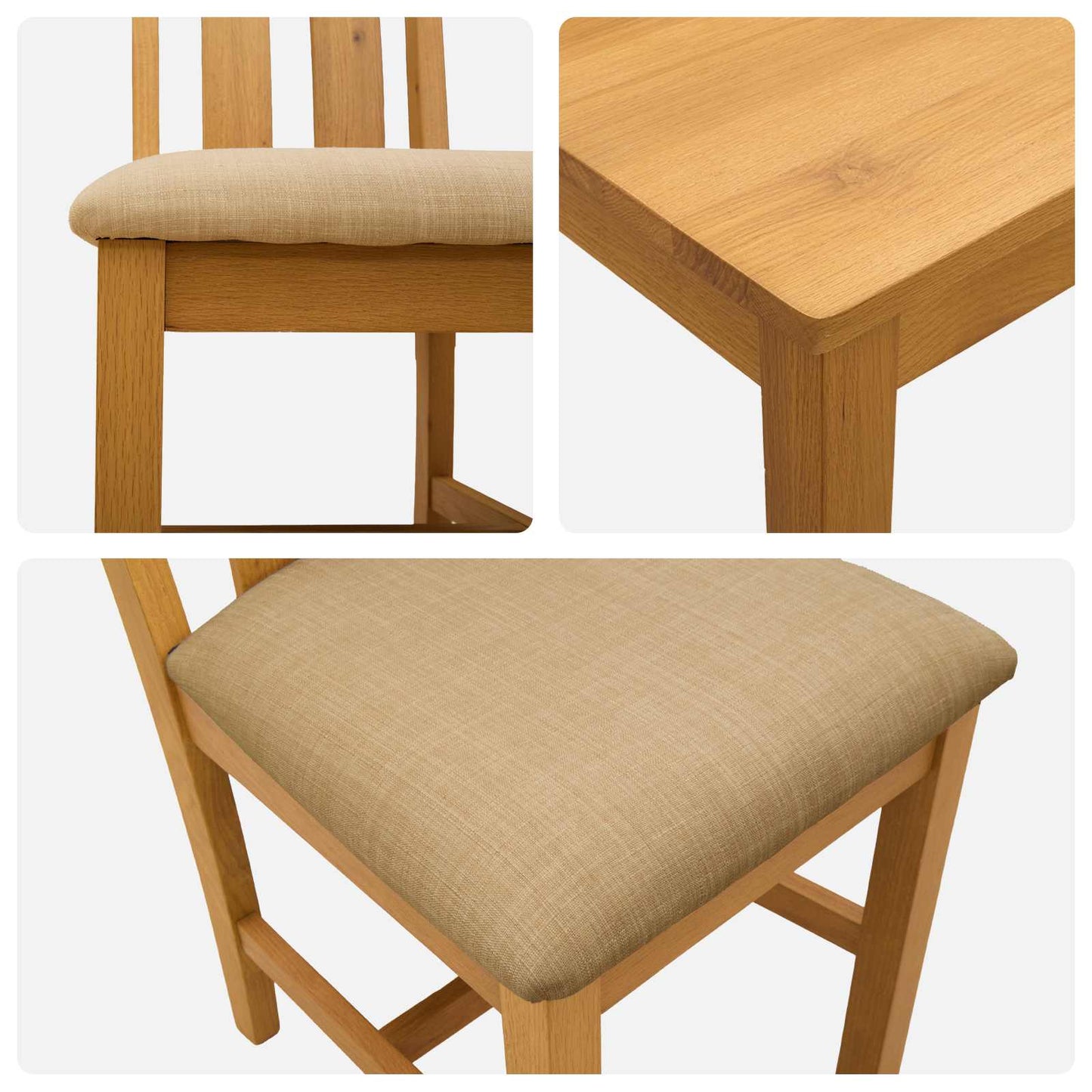 vidaXL Dining Set 5 pcs Beige Solid Oak Wood 6