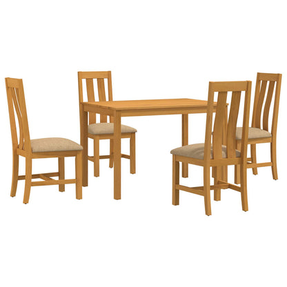 vidaXL Dining Set 5 pcs Beige Solid Oak Wood 2