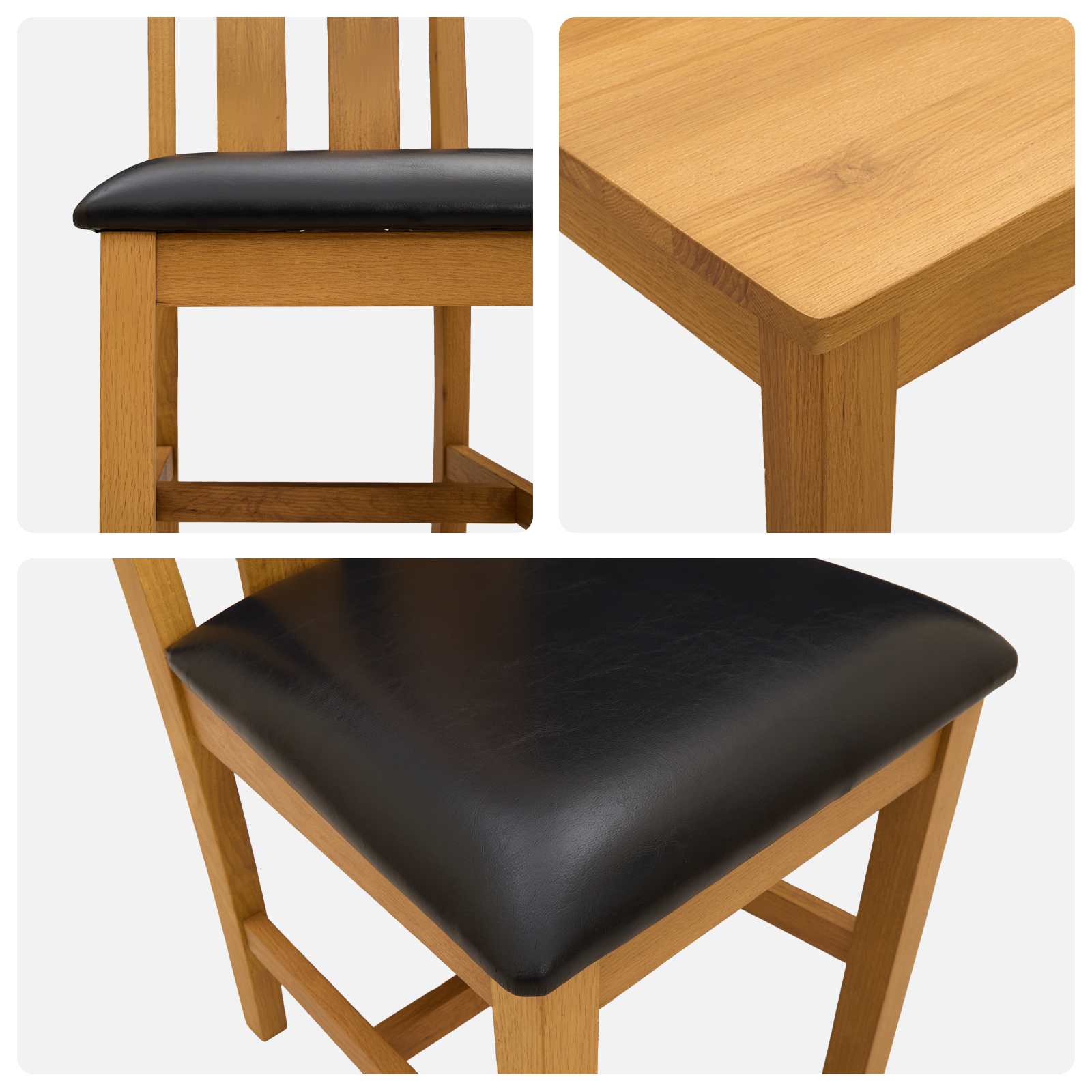 vidaXL Dining Set 5 pcs Black Solid Oak Wood 6