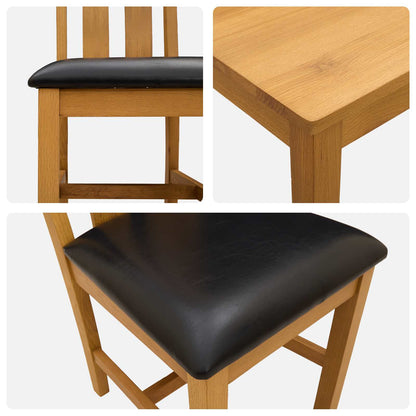 vidaXL Dining Set 5 pcs Black Solid Oak Wood 6