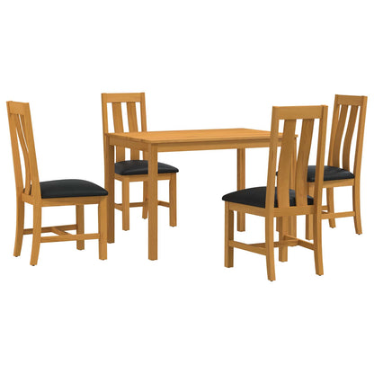 vidaXL Dining Set 5 pcs Black Solid Oak Wood 2