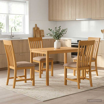 vidaXL Dining Set 5 pcs Grey Solid Oak Wood 1