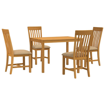 vidaXL Dining Set 5 pcs Beige Solid Oak Wood 2