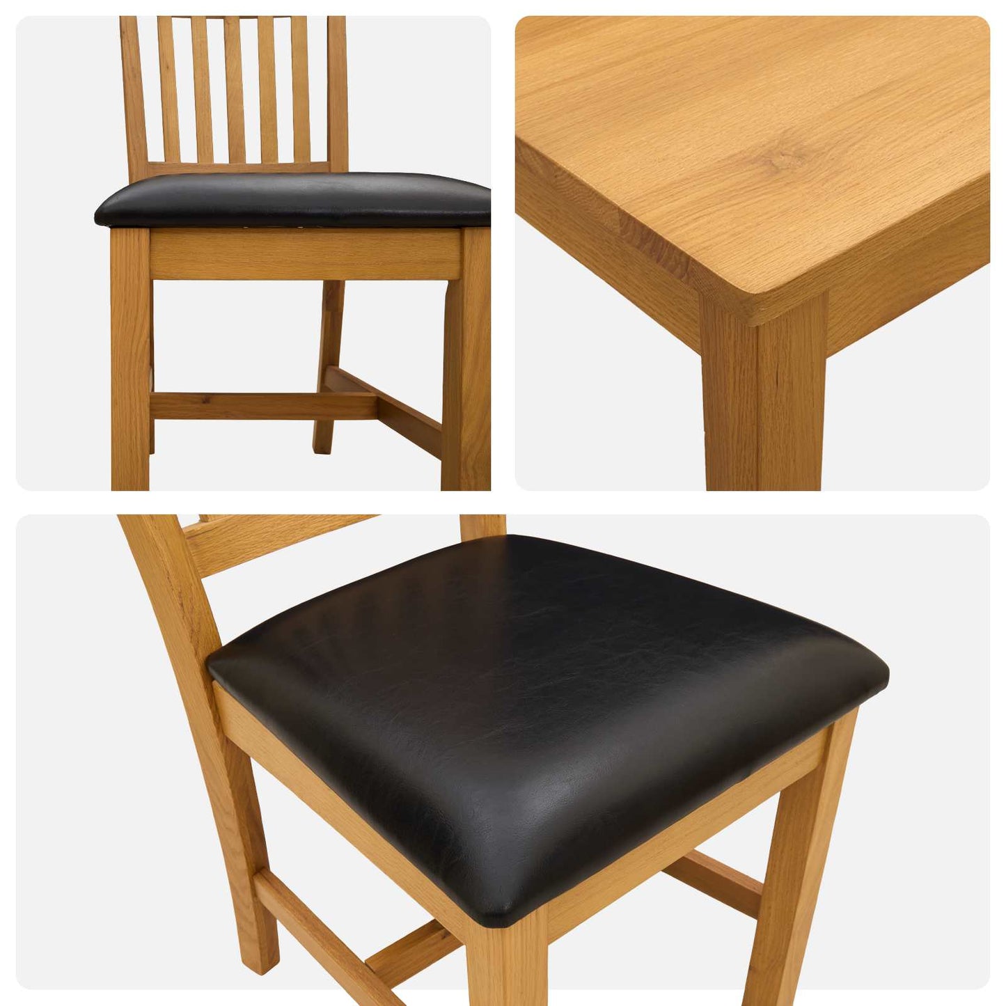 vidaXL Dining Set 5 pcs Black Solid Oak Wood 6