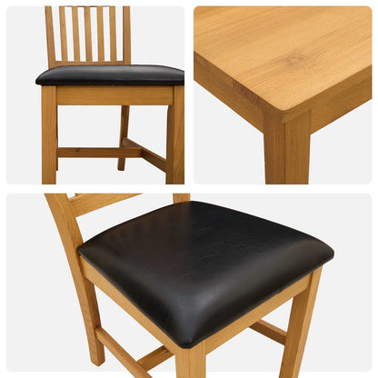 vidaXL Dining Set 5 pcs Black Solid Oak Wood 6