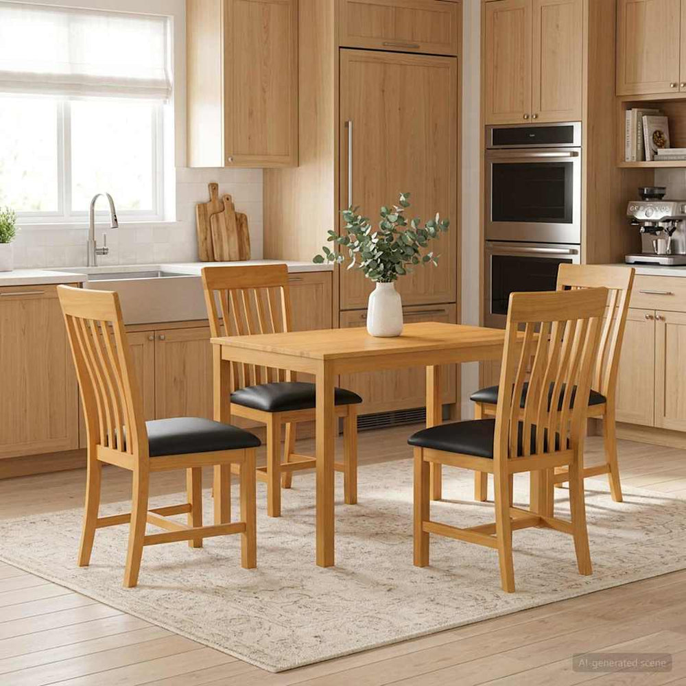 vidaXL Dining Set 5 pcs Black Solid Oak Wood
