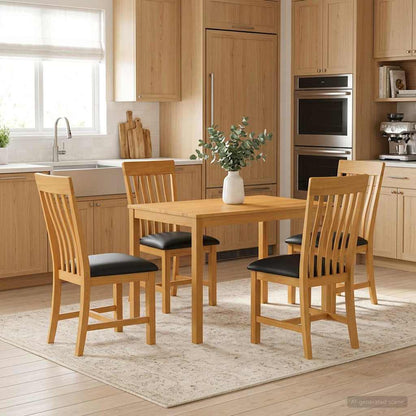 vidaXL Dining Set 5 pcs Black Solid Oak Wood 1