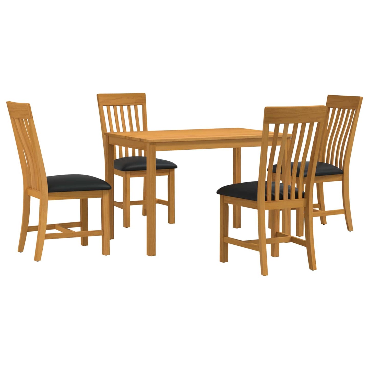 vidaXL Dining Set 5 pcs Black Solid Oak Wood 2