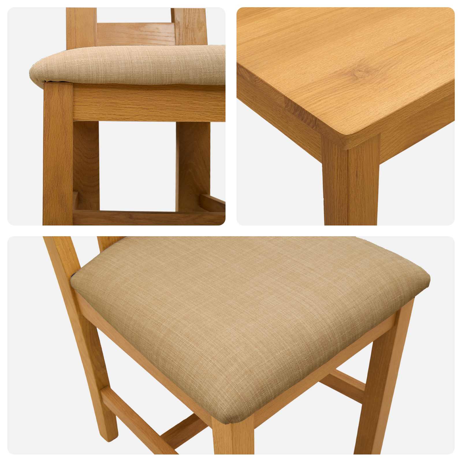 vidaXL Dining Set 5 pcs Beige Solid Oak Wood 6