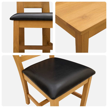 vidaXL Dining Set 5 pcs Black Solid Oak Wood 6