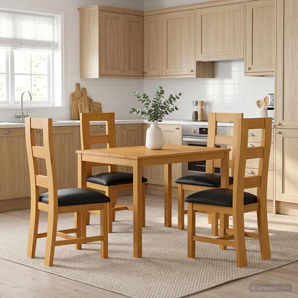 vidaXL Dining Set 5 pcs Black Solid Oak Wood 1