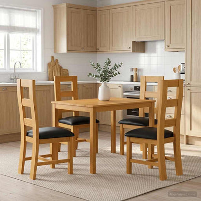 vidaXL Dining Set 5 pcs Black Solid Oak Wood 1