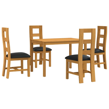 vidaXL Dining Set 5 pcs Black Solid Oak Wood 2
