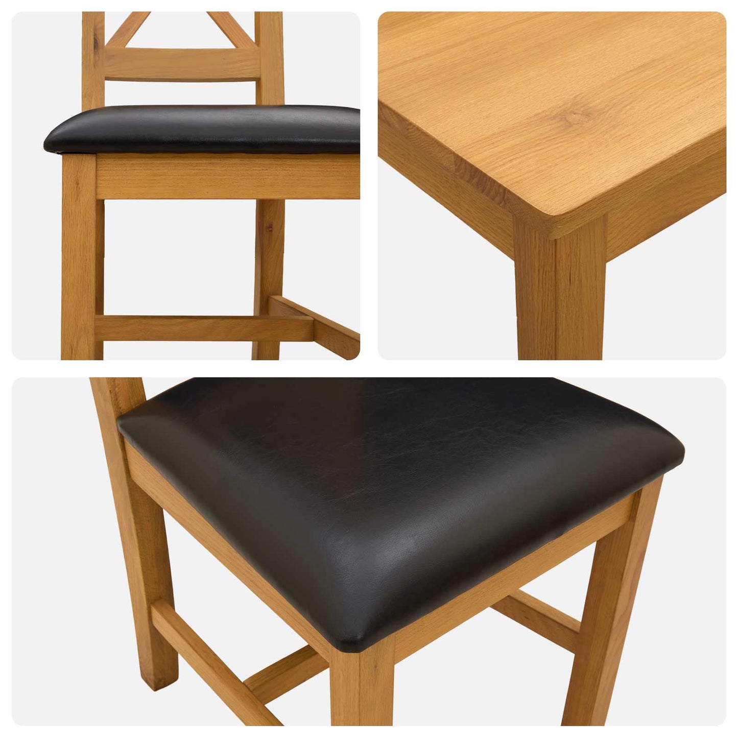 vidaXL Dining Set 5 pcs Black Solid Oak Wood 6