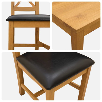 vidaXL Dining Set 5 pcs Black Solid Oak Wood 6