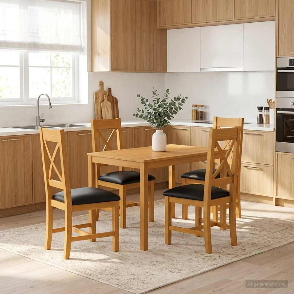 vidaXL Dining Set 5 pcs Black Solid Oak Wood