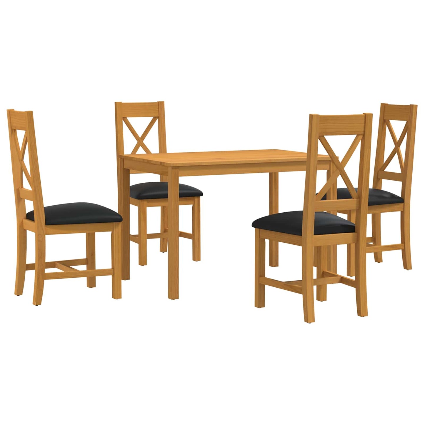 vidaXL Dining Set 5 pcs Black Solid Oak Wood 2