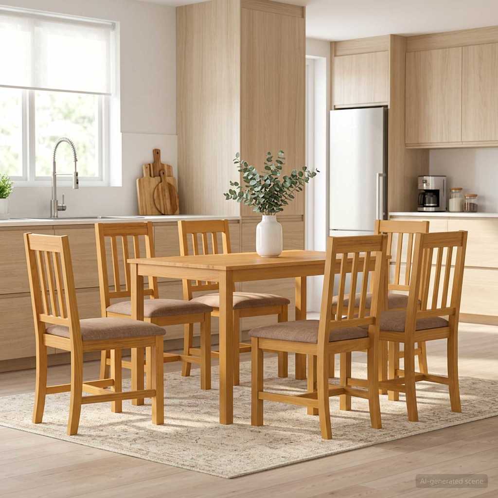 vidaXL Dining Set 7 pcs Grey Solid Oak Wood 1