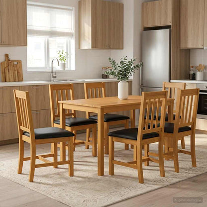 vidaXL Dining Set 7 pcs Black Solid Oak Wood 1